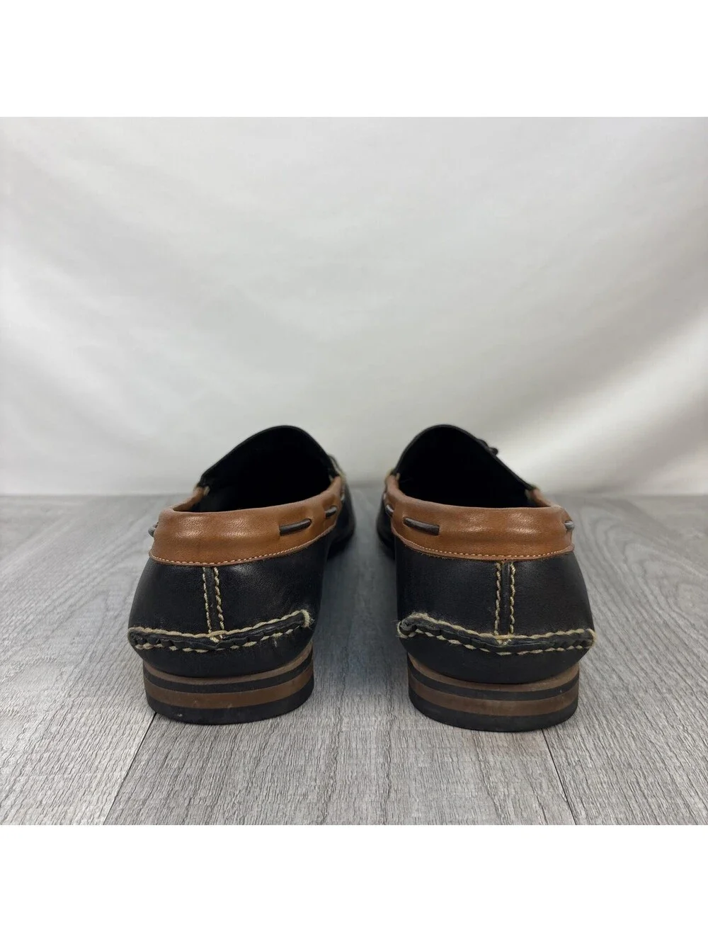 RZ Design Robert Zur Leather Loafer Boat Shoes Black Brown 10.5M